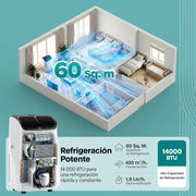 View SereneLife Aire Acondicionado Portátil 14000 BTU con WiFi, Climatizador 3 en 1 Frío, Ventilación y Deshumidificador, Smart con Kit de Ventana, para image 3