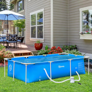 View Outsunny Piscina Desmontable Tubular 252x152x65 cm con Depuradora de Cartucho 1200L/H Piscina Rectangular de Exterior para Adultos y Niños 2163L Azul image 2
