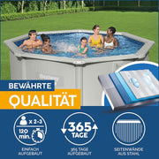 View Bestway Hydrium - Piscina de Pared de Acero con Filtro de Arena, diámetro de 300 x 120 cm, Gris, Redonda image 6