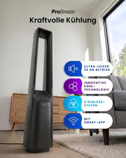 View Pro Breeze 101cm rotorloser Ventilator - Smart Home Ventilator mit WLAN, Fernbedienung, LED Display, 6 Geschwindigkeiten - Turmventilator sehr leise, image 2