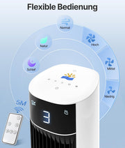 View Turmventilator Luftkühler mit Wasserkühlung - Mobile Klimaanlage ohne Abluftschlauch, Ventilator mit Kühlung Leise, 3 Modi-12H Timer-Aroma- image 5