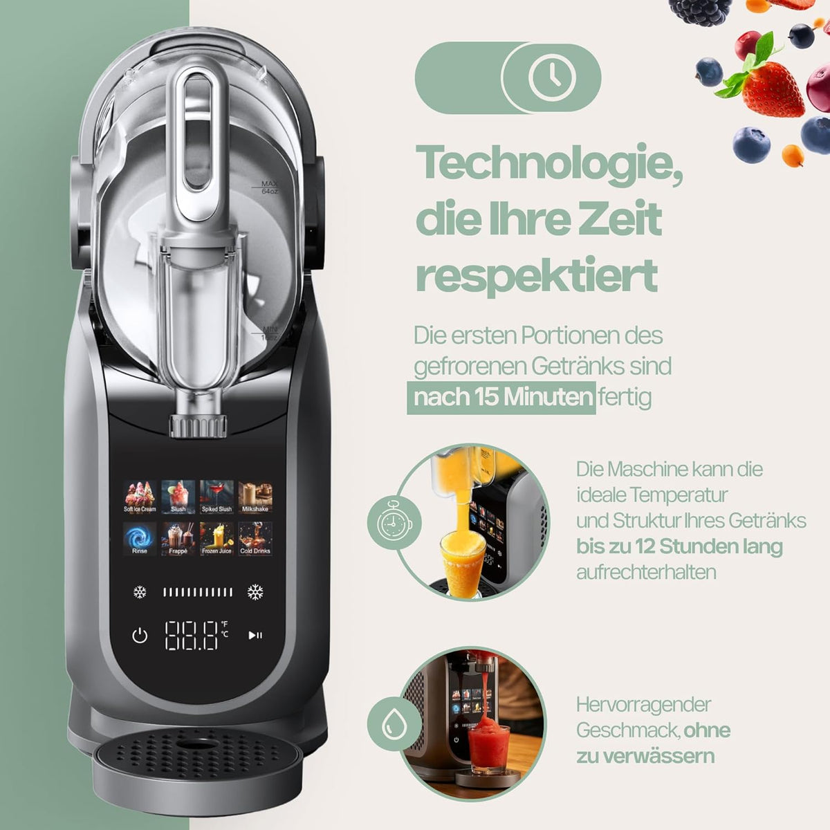 4Swiss Eismaschine Selbstkühlend Eis Maschine Speiseeisbereiter Speiseeismaschine mit Kompressor Icecream für Milchshake Slush Slushie Granita Ice