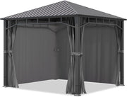 View TOOLPORT Gartenpavillon 3x3 m Stahldach Hardtop 4 Seitenteile in Grau, Pfosten 9x9 cm image 2