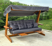 View WESTMANN Hollywoodschaukel Luna 2600 | 260x139x195 cm Grau | Holzschaukel für bis zu 4 Personen inklusive Sonnenschutz image 3