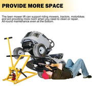 View Lawn Mower Lift with Hydraulic Jack, 26 Inches Lawn Mower Lift, Welded Solid Steel Construction, Weight Capacity 500 LBS, for Riding Lawn Mowers image 3