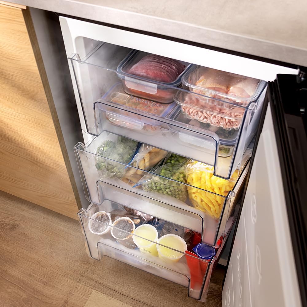 Cecotec Congelador Vertical Sobremesa 97 L Bolero CoolMarket TF 97 Inox, Clase Energética E, Diseño compacto, Puerta reversible, 3 Cajones, Medidas