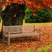 View CLP Teakbank Jackson V2 I Wetterfeste Holzbank mit Rückenlehne I Stabile Gartenbank aus massivem Teakholz, Farbe:Teak, Größe:220 cm image 5