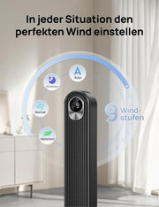 View DREO DC Motor Turmventilator Leiser, 11M Windentfernung Ventilator mit Kühlung Fernbedienung, 9 Stufen 4 Modi, 90° Oszillierender Stand Ventilatoren image 5