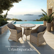 View tectake Alu Polyrattan Gartenstuhl 2er Set, Gartenmöbel Set mit 2 Sessel, wetterfest, Rattan Gartensessel mit weichen Sitzpolster, abziehbarer und image 2