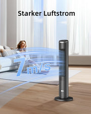 View Ateroll Leiser Turmventilator für Schlafzimmer, Standventilator mit Fernbedienung, 90° oszillierend, 4 Geschwindigkeiten 3 Modi 12H Timer LED-Anzeige, image 5