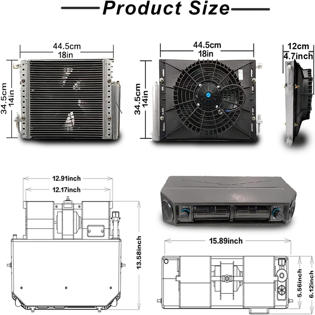 Kit de aire acondicionado eléctrico 12 V para debajo del salpicadero, sistema universal de CA 12V, apto para furgoneta, auto, RV, camión, autocaravana