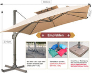 View LKINBO Sonnenschirm 300 x 400 cm Rechteckig mit Ständer und Kurbel, Groß Ampelschirm Terrassenschirm 360°Drehbar Parasol Windfest Gartenschirm image 5