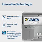 View VARTA Silver Dynamic AGM Batterie A6 – Start-Stop und xEV Autobatterie 12V 80Ah 800A – Starterbatterie für Autos mit hohem Energiebedarf image 6