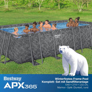 View Bestway APX365 Winterfestes Frame Pool Set, Sandfilteranlage, 549 x 274 x 132 cm, 16.477 L, Stahlrahmen, Polar-Shield, Dunkle Marmor-Optik, image 3