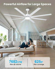 View 183cm Extra Grande 8 Aspas de Aluminio Ventilador de Techo con Luz y Mando, Silencioso Lampara Ventilador Techo con Reversible Motor DC para Exterior image 4