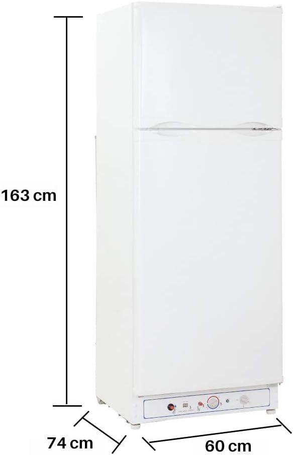 SMETA Nevera Gas con Congelador, 265L (203L+62L), 220V, Refrigerador Congelador Combinado, Refrigerador Camping Gas para Autocaravana, Garaje,