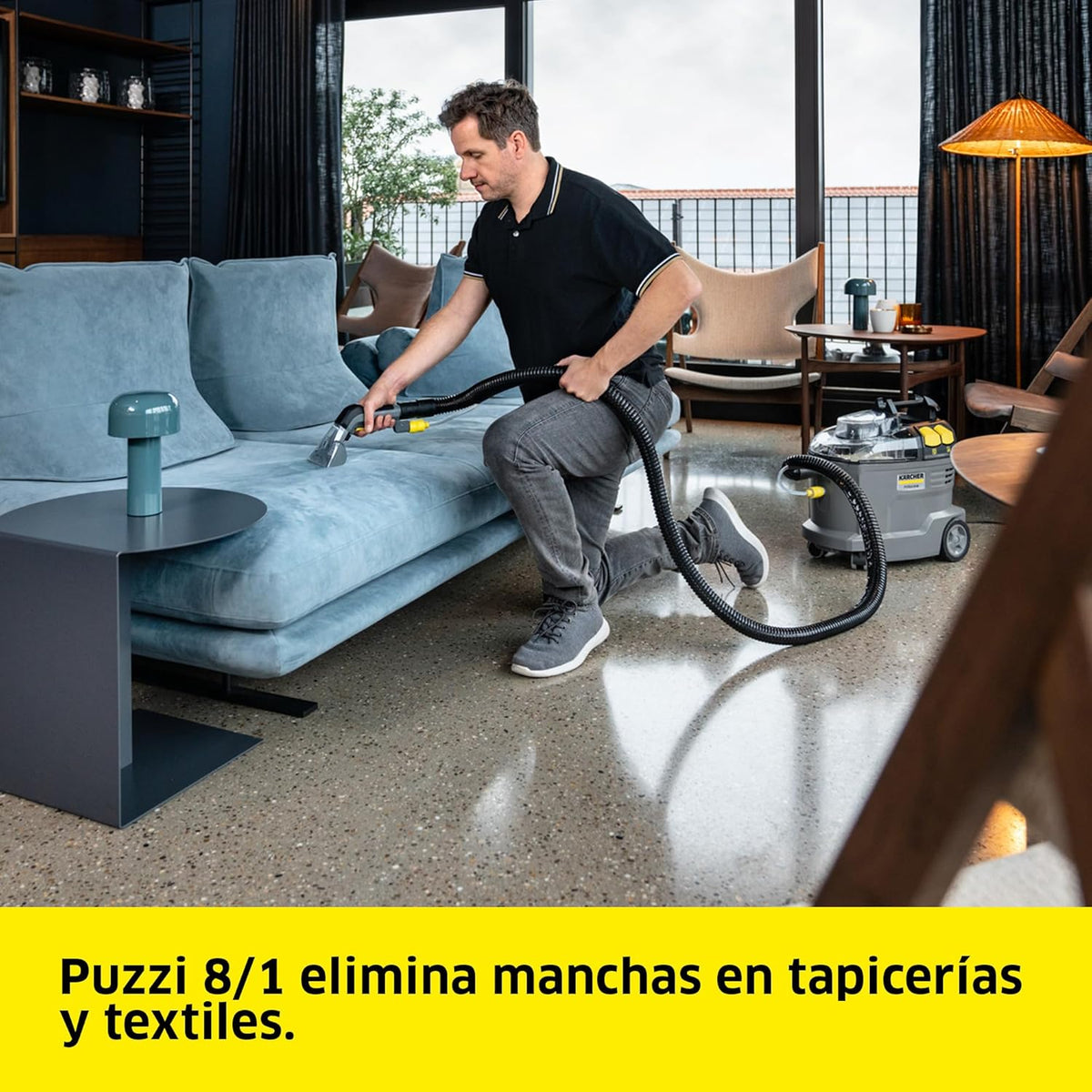 Kärcher Lava-aspiradora Puzzi 8/1, para tapicerías y superficies textiles, depósito: 8 l, caudal de pulverización: 1 l/min, superficie: 12-18 m²/h,