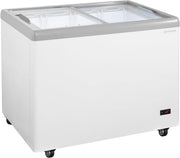 View GastroHero Eiscreme Gefriertruhe 284 Liter Tiefkühltruhe LED Beleuchtung Schiebeglasdeckel Rollen Gefrierschrank Gewerbe Eis Truhe Verkauf –18 °C image 1