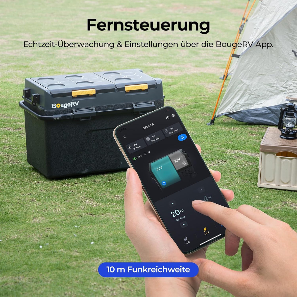 BougeRV CRD2 V2.0 Kompressor Kühlbox 49L mit Gefrierfach Doppeltür Dualzonen Kühlbox Auto mit Rollen & Griff 12V/24V 230V Camping Kühlschrank