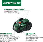 View Akku-Mähroboter VISIMOW18V-100 (für Rasenflächen bis 100 m², Schnittbreite: 16 cm, Schnitthöhe: 20-60 mm, mit Ersatzmessern, inkl. Akku und Ladegerät) image 3