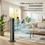View Fakir premium TV° 640 Turmventilator - Leiser Lüfter mit 32dB(A), DC-Motor, 12 Stufen, 12h Timer, LED-Display, Fernbedienung & 90° Oszillation, image 4