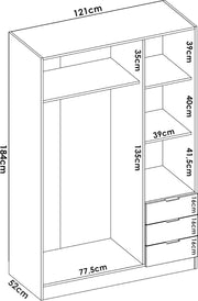 View DEKIT GRUPO RIMOBEL Armario Ropero 3 Puertas Y 3 Cajones - Blanco - 121X184X52 Cm image 3
