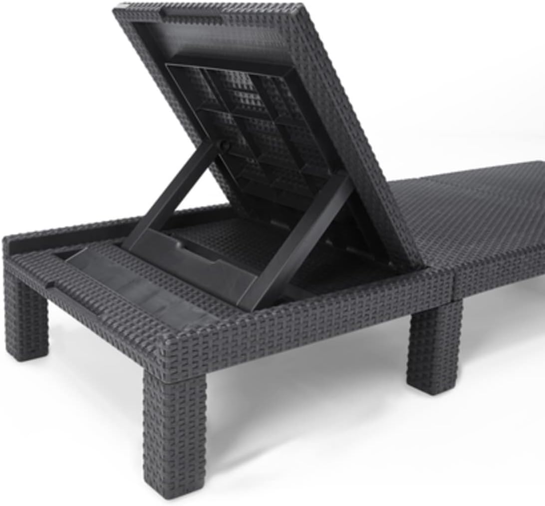 Allibert by Keter Daytona Deluxe Sonnenliege für Garten, Terrasse & Balkon mit verstellbarem Kopfteil, grau, inkl. Auflage, Gartenliege aus Kunststoff