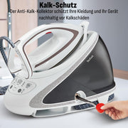 View Tefal Dampfbügelstation Pro Express Ultimate, 7,7 Bar, 155 g/Min. Kontinuierlicher Dampf, 500 g/Min. Extra-Dampfstoß, 2600 Watt, Kalk-Kollektor, image 6