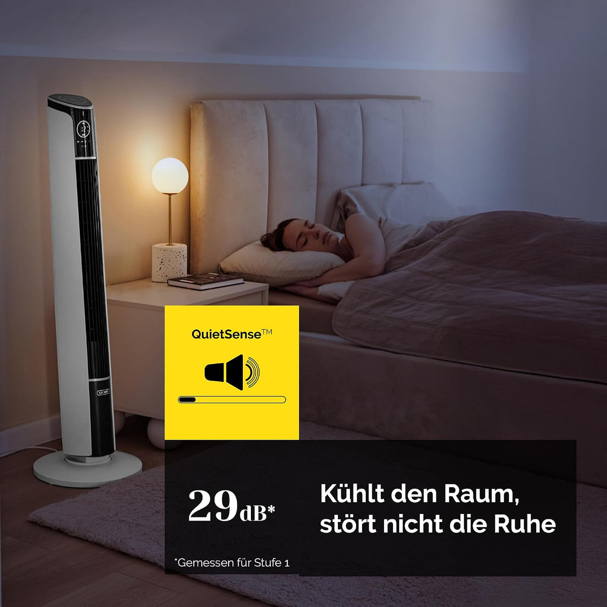 Yoer 29dB Leiser Turmventilator, Ionisator, 10 m Reichweite, Neigungswinkeleinstellung, 12 Geschwindigstufen, 4 Modi, 12 Std. Timer, 90° Oszillation,