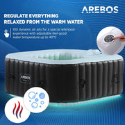 View Arebos Whirlpool | 154 x 154 cm | mit LED-Beleuchtung | aufblasbar | quadratisch | In- & Outdoor | 4 Personen | 100 Massagedüsen | mit Heizung | 600 L image 3