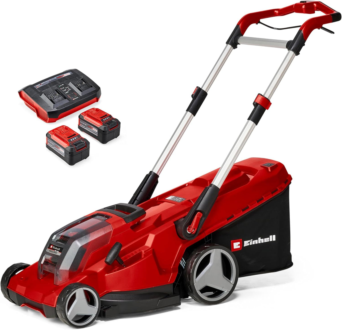 Einhell Akku-Rasenmäher RASARRO 36/42 Kit Power X-Change (36V, 42 cm Schnittbreite, bis 725 m², Brushless, 50L Fangkorb, Mulchfunktion, inkl. 2x 5,2Ah
