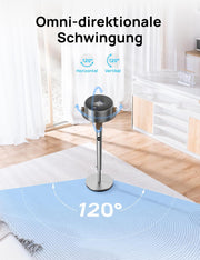 View Dreo 20dB leiser Standventilator, 120°+120° Omni-direktionale oszillierende Ventilator, 26M Windentfernung, 1200m³/h Luftvolumen Echt Turbo- image 4