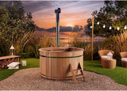 View Holz Badefass Bergen, Hot Tub Ø 160 x 110 cm, inkl. Edelstahl-Ofen 22 kW und Einstiegsleiter, 3-4 Personen, Schwimmbecken, Badebottich, Sprudelbad image 6