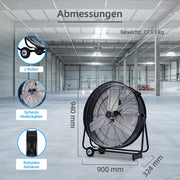 View Be Cool Industrie-Windmaschine 75cm BCIWM75CM – Fahrbarer Trommelventilator, Ø 75 cm (30"), 300 Watt, Vollkupfermotor, 2 Geschwindigkeiten, Aluminium- image 6