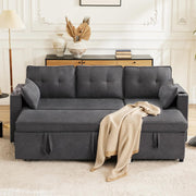 View Sofá Cama 3 plazas con Portavasos y Bolsa Pasamanos Lateral, Sofá en Forma de L, Intercambiable a la Derecha y a la Izquierda, Gris image 4