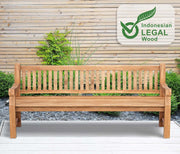 View CLP Teakbank Jackson V2 I Wetterfeste Holzbank mit Rückenlehne I Stabile Gartenbank aus massivem Teakholz, Farbe:Teak, Größe:220 cm image 3