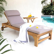 View AXI Rama Gartenliege aus Teak Holz mit Kissen | Sonnenliege aus Teakholz mit Verstellbarer Rücklehne - 4 Positionen | Sonnenbett/Liege mit Rollen für image 2