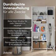 View Bellamio Apol Mehrzweckschrank Weiß – Besenschrank 90 cm breit mit Stauraum – Putzschrank mit Staubsaugerfach – Vorratsschrank Küche - Aktenschrank image 4