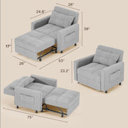 View Gizoon Sofá cama 3 en 1 convertible, silla cama individual extraíble con respaldo ajustable, espaciosos sofás multifuncionales para sala de estar, image 2
