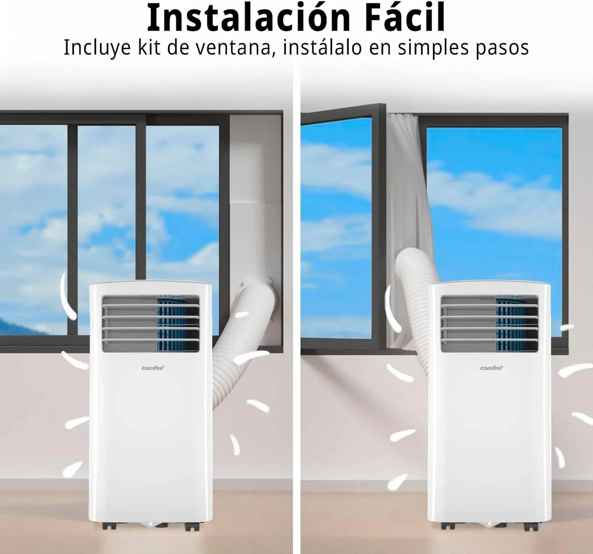 COMFEE Pingüino Aire Acondicionado Portátil 8000 BTU / 2000 Frigorías – Climatizador sin unidad exterior – Enfriador Silencioso Bajo Consumo con Kit