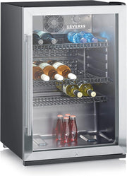 View SEVERIN Flaschenkühlschrank, mit integriertem Schloss und integrierter LED-Beleuchtung, 118 L Nutzinhalt, schwarz/silber, FSK 8840 image 1