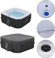 View Arebos SPA Hinchable Piscina de hidromasaje | Hinchable | Cuadrada | para Interior y Exterior | 154x154cm | 4 Personas | 130 chorros de Masaje | 600 L image 6