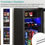 View Merax Kühlschrank 128L, Freistehend Getränkekühler mit 120L-Kühlschrank + 8L-Gefrierschrank, mit LED-Innenbeleuchtung und Verstellbare Einlegeböden, image 5
