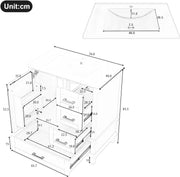 View Moimhear Mueble de baño de pie, lavabo, lacado completo, tres cajones silenciosos, lavabo de cerámica integrado (blanco, 76 x 46 x 83,5 cm) image 2