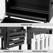 View Barbacoa de Carbon XXL, Parrilla de Carbón con Chimenea y Tapa, Parrilla con Carrito BBQ Smoker con Ruedas y Termómetro, Grande BBQ Carbon para image 6