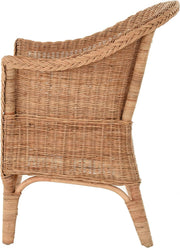 View Rattan-Sessel Natur/Esszimmersessel Korb-Sessel/Rattanmöbel Rattansessel Rattanstuhl mit Armlehnen Lounge Flechtsessel (Natur) image 5