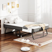 View Cama Plegable de 120 cm con Colchón de 13cm (Viscoelástica), Somier Reforzado de Metal con 4 Ruedas y Funda Antipolvo, Cama Supletoria de Invitados image 2