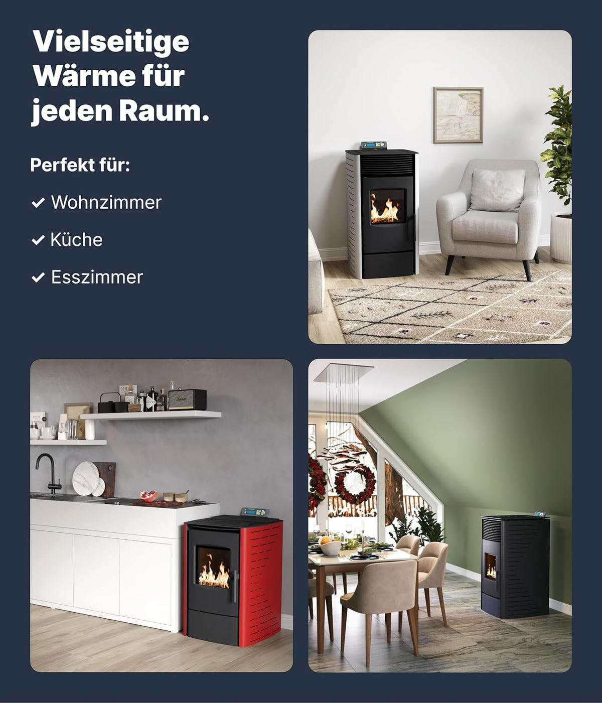 NEMAXX P12 Pelletofen 13,6 kW A+ bis 300 m³ – Auto-Reinigungszyklus, ECO-Modus, Wochenprogramm & mechanische Reinigungsunterstützung – Rot