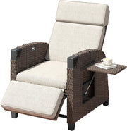 View Amopatio Relaxliege Liegesessel, Rattan Sonnenliege mit Verstellbar Rückenlehne und Klapptisch, Outdoor Gartensessel wetterfestes, für Terrasse, image 1