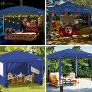 View VOUNOT Carpa Plegable Gazebo 3x3m con 4 Paredes y 4 Bolsas de Arena, Cenador Pabellón de Jardín para Camping, Fiestas, Exterior, Color Azul image 5